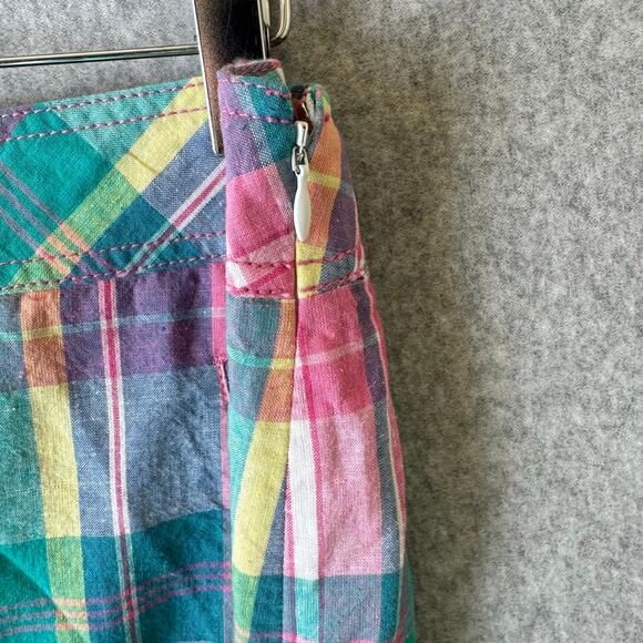 Talbots Linen Skirt Women’s Size 8 Plaid Preppy Mini Short Pink Academia Casual - Picture 7 of 11